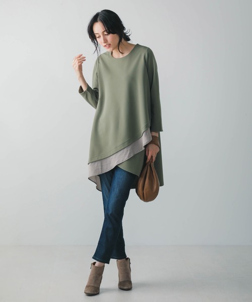 Bou Jeloud（ブージュルード）の「着やせレイヤードヘムチュニック（チュニック・レディース・ブラック/カーキ/ボルドー/キャメル・FREE）」の18枚目の写真