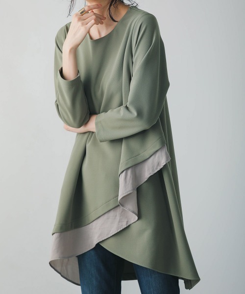 Bou Jeloud（ブージュルード）の「着やせレイヤードヘムチュニック（チュニック・レディース・ブラック/カーキ/ボルドー/キャメル・FREE）」の19枚目の写真