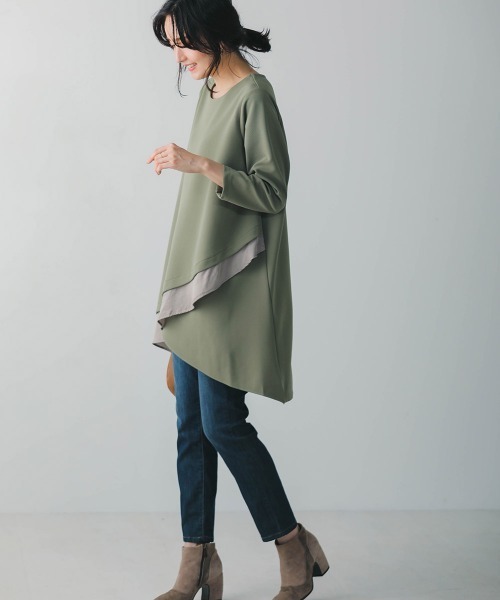 Bou Jeloud（ブージュルード）の「着やせレイヤードヘムチュニック（チュニック・レディース・ブラック/カーキ/ボルドー/キャメル・FREE）」の20枚目の写真