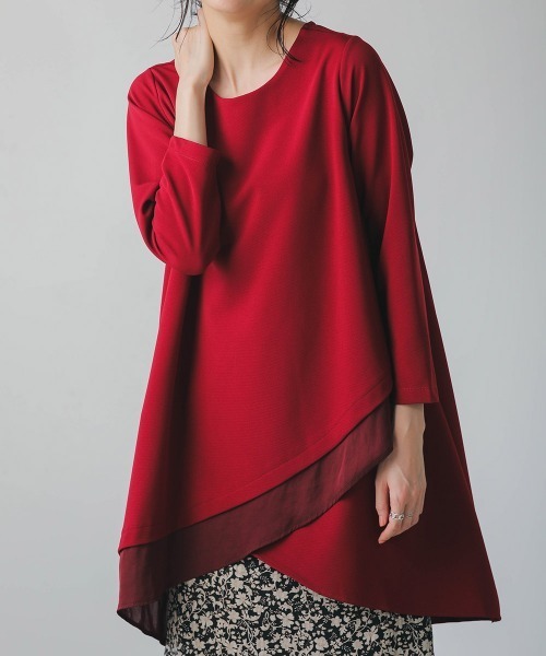 Bou Jeloud（ブージュルード）の「着やせレイヤードヘムチュニック（チュニック・レディース・ブラック/カーキ/ボルドー/キャメル・FREE）」の12枚目の写真