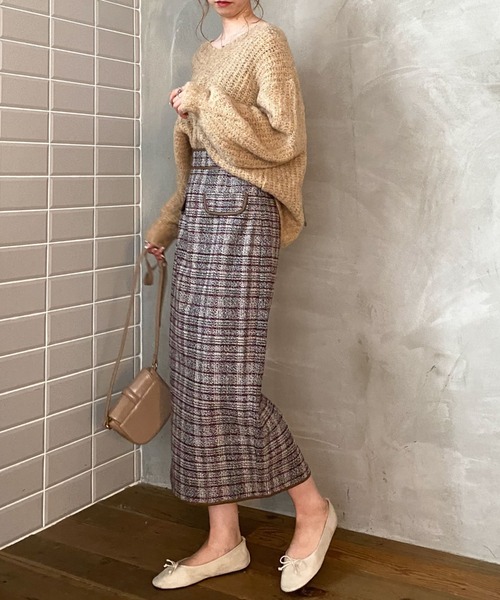 archives（アルシーヴ）の「片畦Vネック袖ボリュームプルオーバー（ニット/セーター・レディース・ベージュ/ブルー/グリーン・MEDIUM）」の7枚目の写真