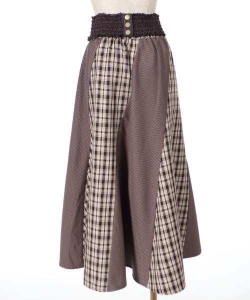 axes femme（アクシーズファム）の「ベルト付チェック柄スカート（スカート・レディース・ネイビー/ブラウン/ワイン・MEDIUM）」の10枚目の写真
