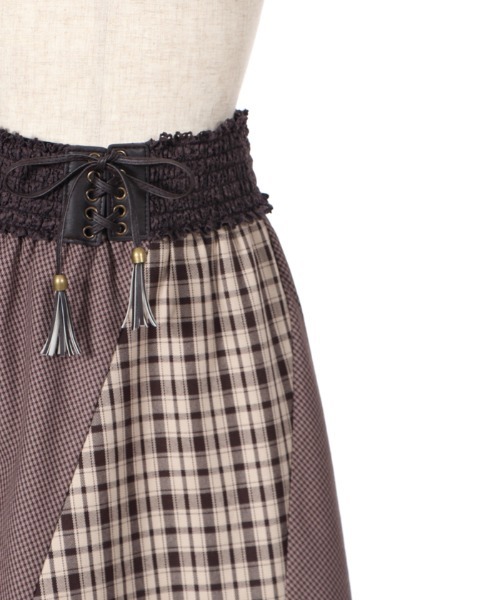 axes femme（アクシーズファム）の「ベルト付チェック柄スカート（スカート・レディース・ネイビー/ブラウン/ワイン・MEDIUM）」の11枚目の写真