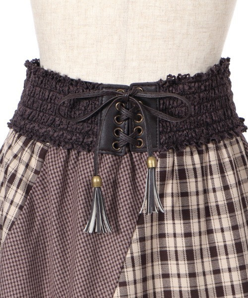 バーバリーチェック柄 スカート ベルト付き 美品】【 Burberry Blue labe】ベルト付チェック柄スカート36