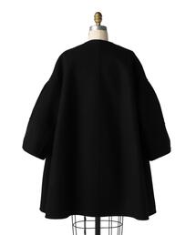 極美品　ドゥロワー　ノーカラー　ダブルフェイス　ケヌキ　黒　卒業式入学式にも◎ Drawer（ドゥロワー）の「Drawer ウールケヌキレザーポケット