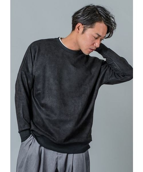 REGIEVO（レジエボ）の「REGIEVO ビッグシルエットスエードトレーナー（スウェット・メンズ・ブラック/スモークピンク/ライトグレー・L/XL）」の2枚目の写真