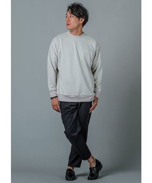 REGIEVO（レジエボ）の「REGIEVO ビッグシルエットスエードトレーナー（スウェット・メンズ・ブラック/スモークピンク/ライトグレー・L/XL）」の4枚目の写真