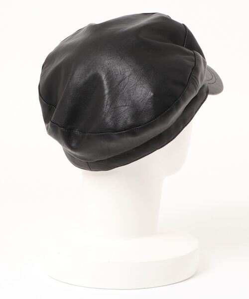 ROPE' PICNIC(ロペピクニック)の「【抗菌防臭】フェイクレザーマリンキャップ(キャスケット・レディース・ブラック/ベージュ・FREE)」の3枚目の写真