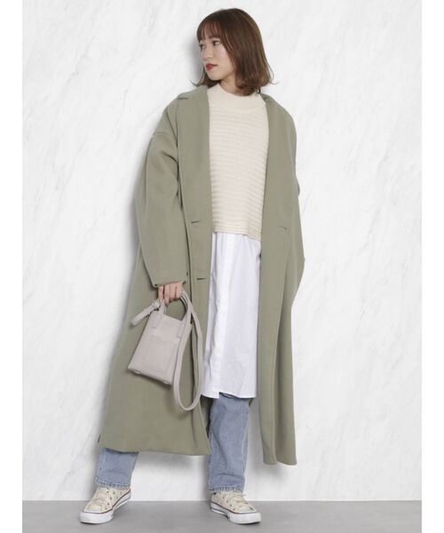 dazzlin（ダズリン）の「ショートニットシャツチュニック（ニット/セーター・レディース・アイボリー/グレー/ブラウン・FREE）」の7枚目の写真