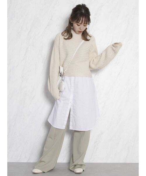 dazzlin（ダズリン）の「ショートニットシャツチュニック（ニット/セーター・レディース・アイボリー/グレー/ブラウン・FREE）」の8枚目の写真