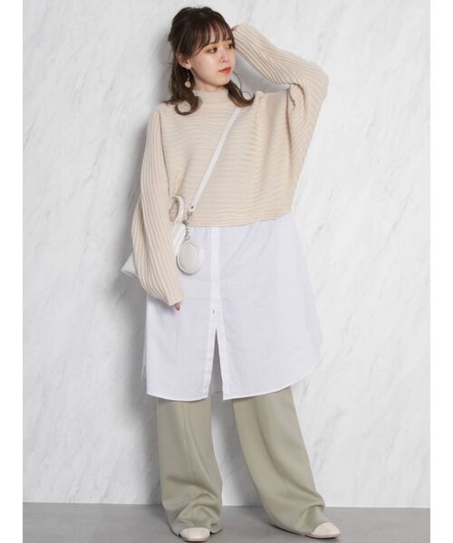 dazzlin（ダズリン）の「ショートニットシャツチュニック（ニット/セーター・レディース・アイボリー/グレー/ブラウン・FREE）」の10枚目の写真