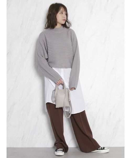 dazzlin（ダズリン）の「ショートニットシャツチュニック（ニット/セーター・レディース・アイボリー/グレー/ブラウン・FREE）」の11枚目の写真