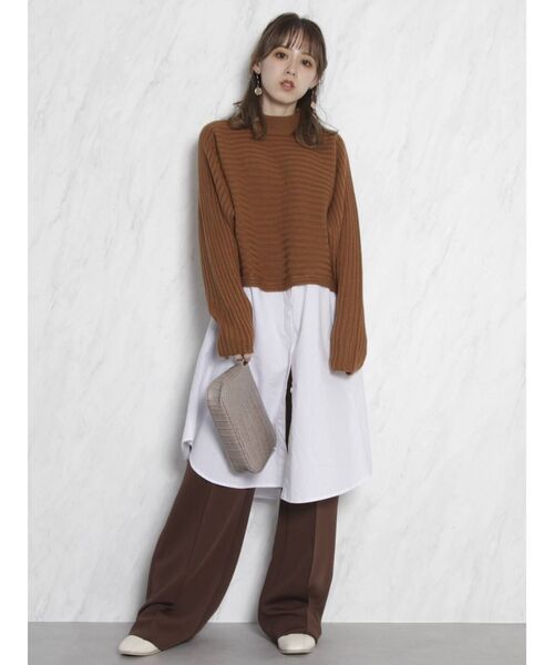dazzlin（ダズリン）の「ショートニットシャツチュニック（ニット/セーター・レディース・アイボリー/グレー/ブラウン・FREE）」の14枚目の写真