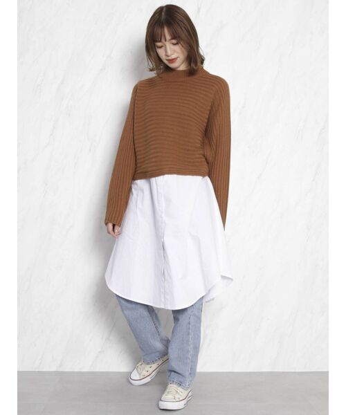 dazzlin（ダズリン）の「ショートニットシャツチュニック（ニット/セーター・レディース・アイボリー/グレー/ブラウン・FREE）」の17枚目の写真