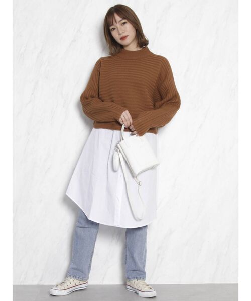 dazzlin（ダズリン）の「ショートニットシャツチュニック（ニット/セーター・レディース・アイボリー/グレー/ブラウン・FREE）」の18枚目の写真