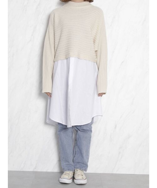 dazzlin（ダズリン）の「ショートニットシャツチュニック（ニット/セーター・レディース・アイボリー/グレー/ブラウン・FREE）」の21枚目の写真