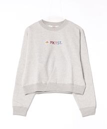 【SWEAT SHIRTS】刺繍ロゴクルースウェット/クロップド丈