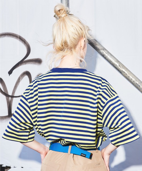 X-girl（エックスガール）の「STRIPED H/S TEE（Tシャツ