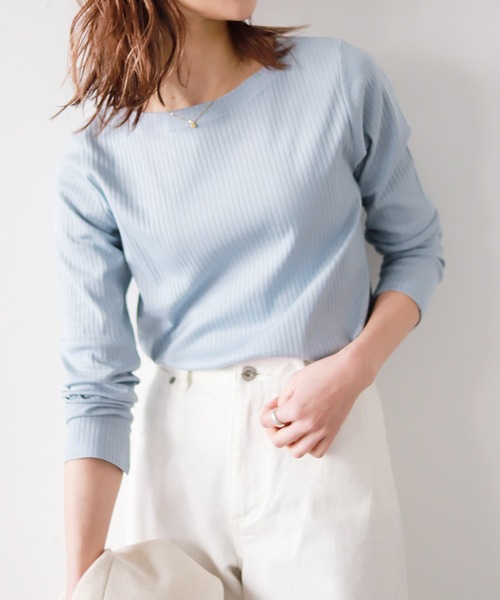 SLOBE IENA(スローブイエナ)の「針抜きフライスプルオーバー【手洗い可能】◆(Tシャツ/カットソー・レディース・カーキ/ブルー系その他/ホワイト/ベージュ・FREE)」の4枚目の写真