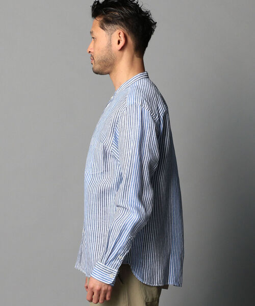 GLOSTER（グロスター）の「リネンバンドカラーシャツ（シャツ/ブラウス・メンズ・ベージュ/ホワイト/ブルー系その他・XL/M/S/L）」の5枚目の写真