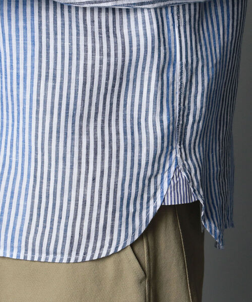 GLOSTER（グロスター）の「リネンバンドカラーシャツ（シャツ/ブラウス・メンズ・ベージュ/ホワイト/ブルー系その他・XL/M/S/L）」の9枚目の写真