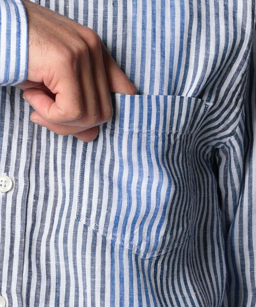 GLOSTER（グロスター）の「リネンバンドカラーシャツ（シャツ/ブラウス・メンズ・ベージュ/ホワイト/ブルー系その他・XL/M/S/L）」の10枚目の写真