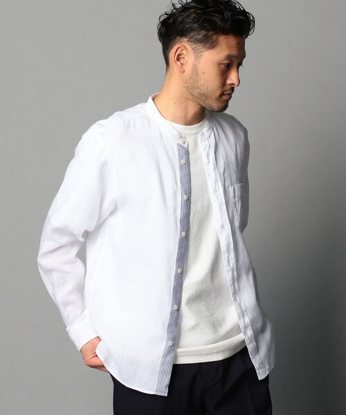 GLOSTER（グロスター）の「リネンバンドカラーシャツ（シャツ/ブラウス・メンズ・ベージュ/ホワイト/ブルー系その他・XL/M/S/L）」の15枚目の写真