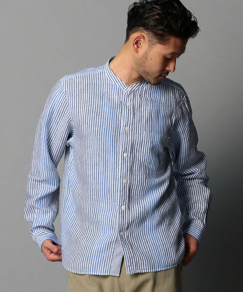 GLOSTER（グロスター）の「リネンバンドカラーシャツ（シャツ/ブラウス・メンズ・ベージュ/ホワイト/ブルー系その他・XL/M/S/L）」の16枚目の写真