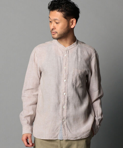 GLOSTER（グロスター）の「リネンバンドカラーシャツ（シャツ/ブラウス・メンズ・ベージュ/ホワイト/ブルー系その他・XL/M/S/L）」の17枚目の写真