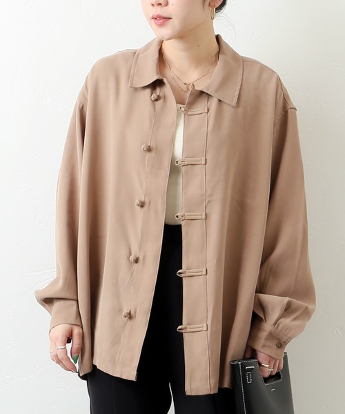 B.C STOCK(ベーセーストック)の「OVERSIZE CHINA シャツ(シャツ/ブラウス・メンズ・ベージュ/ネイビー・SMALL/MEDIUM/LARGE)」の1枚目の写真