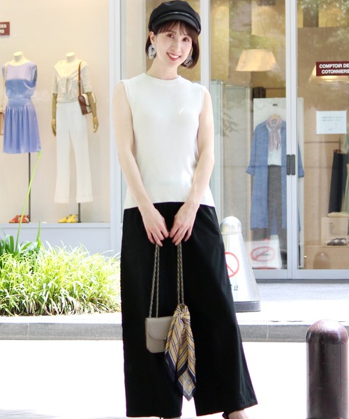 ElegChic（エレグシック）の「ツイル ロング ワイドパンツ（チノパンツ・レディース・ブラック/カーキ/ベージュ・M/L）」の9枚目の写真