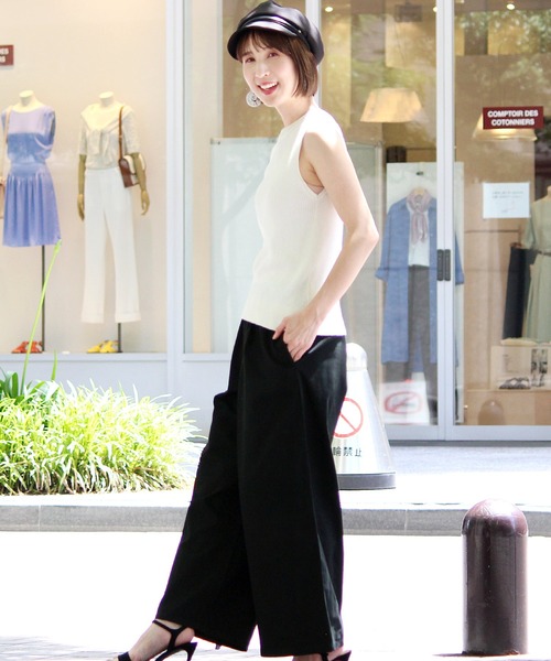 ElegChic（エレグシック）の「ツイル ロング ワイドパンツ（チノパンツ・レディース・ブラック/カーキ/ベージュ・M/L）」の18枚目の写真