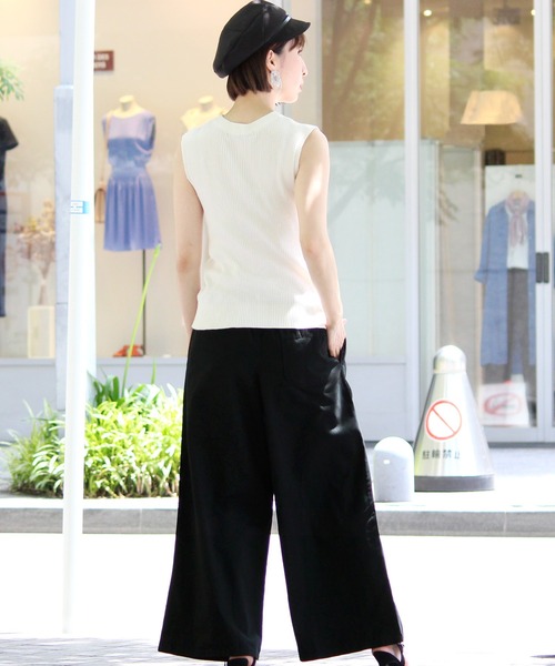 ElegChic（エレグシック）の「ツイル ロング ワイドパンツ（チノパンツ・レディース・ブラック/カーキ/ベージュ・M/L）」の6枚目の写真