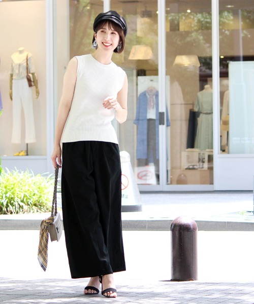 ElegChic（エレグシック）の「ツイル ロング ワイドパンツ（チノパンツ・レディース・ブラック/カーキ/ベージュ・M/L）」の4枚目の写真