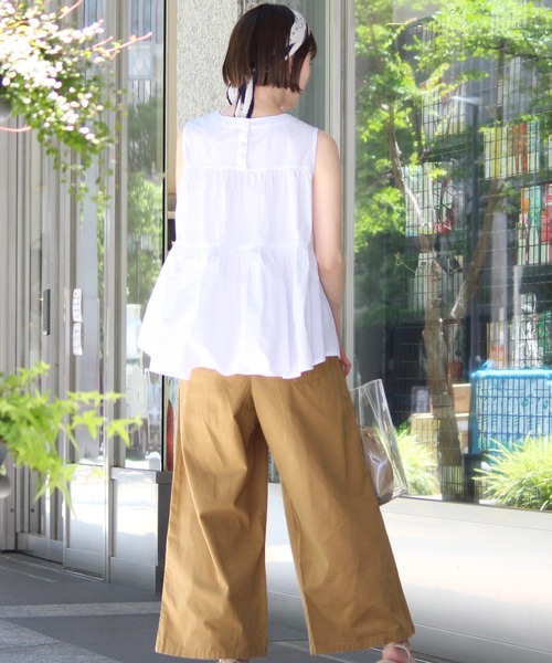 ElegChic（エレグシック）の「ツイル ロング ワイドパンツ（チノパンツ・レディース・ブラック/カーキ/ベージュ・M/L）」の21枚目の写真