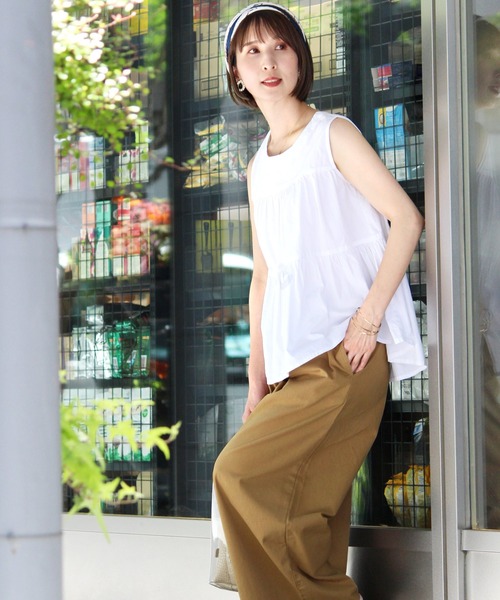 ElegChic（エレグシック）の「ツイル ロング ワイドパンツ（チノパンツ・レディース・ブラック/カーキ/ベージュ・M/L）」の10枚目の写真