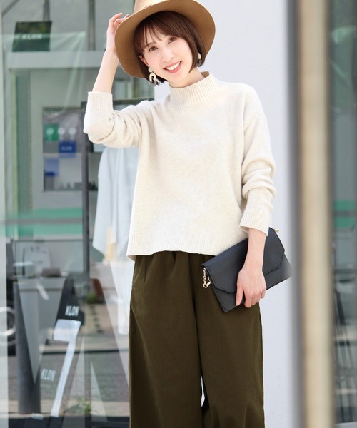 ElegChic（エレグシック）の「ツイル ロング ワイドパンツ（チノパンツ・レディース・ブラック/カーキ/ベージュ・M/L）」の15枚目の写真