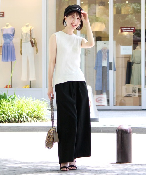 ElegChic（エレグシック）の「ツイル ロング ワイドパンツ（チノパンツ・レディース・ブラック/カーキ/ベージュ・M/L）」の22枚目の写真