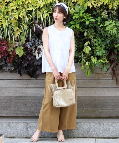 ElegChic（エレグシック）の「ツイル ロング ワイドパンツ（チノパンツ・レディース・ブラック/カーキ/ベージュ・M/L）」の11枚目の写真