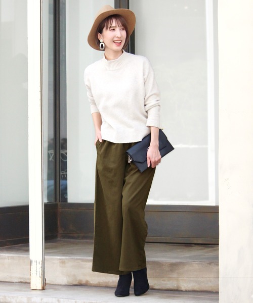 ElegChic（エレグシック）の「ツイル ロング ワイドパンツ（チノパンツ・レディース・ブラック/カーキ/ベージュ・M/L）」の20枚目の写真