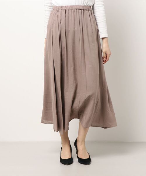 PREFERIR（プレフェリール）の「レーヨンリネン ギャザースカート（スカート・レディース・ベージュ/カーキ/チャコールグレー/モカ・MEDIUM/SMALL/LARGE）」の3枚目の写真