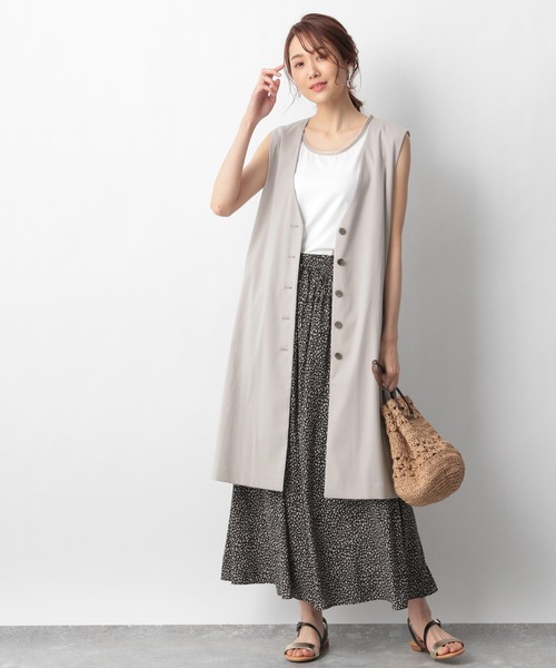 GLOBAL WORK（グローバルワーク）の「Vネックロングジレ/938467（ダッフルコート・レディース・アイボリー/ダークブルー・FREE）」の2枚目の写真