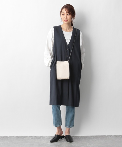 GLOBAL WORK（グローバルワーク）の「Vネックロングジレ/938467（ダッフルコート・レディース・アイボリー/ダークブルー・FREE）」の3枚目の写真