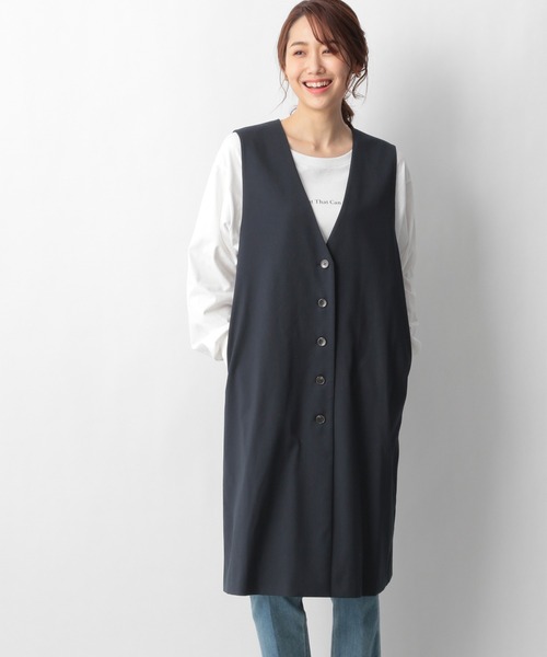 GLOBAL WORK（グローバルワーク）の「Vネックロングジレ/938467（ダッフルコート・レディース・アイボリー/ダークブルー・FREE）」の15枚目の写真