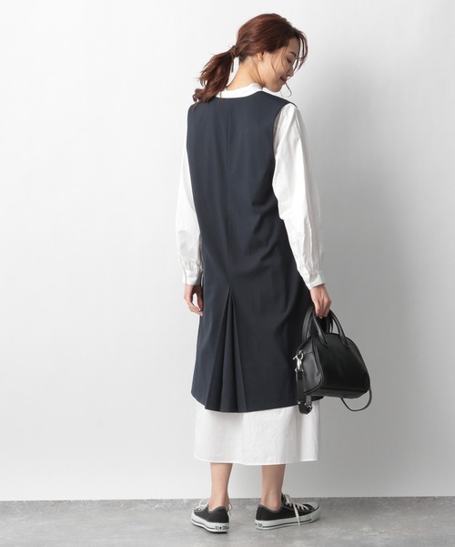 GLOBAL WORK（グローバルワーク）の「Vネックロングジレ/938467（ダッフルコート・レディース・アイボリー/ダークブルー・FREE）」の18枚目の写真