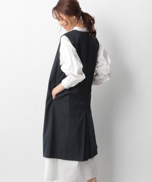 GLOBAL WORK（グローバルワーク）の「Vネックロングジレ/938467（ダッフルコート・レディース・アイボリー/ダークブルー・FREE）」の13枚目の写真