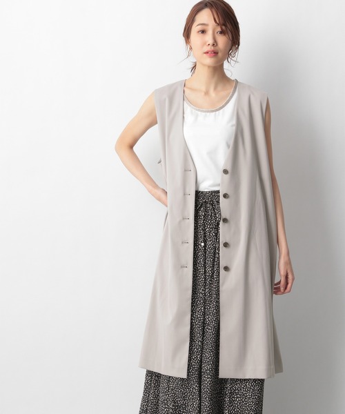 GLOBAL WORK（グローバルワーク）の「Vネックロングジレ/938467（ダッフルコート・レディース・アイボリー/ダークブルー・FREE）」の6枚目の写真