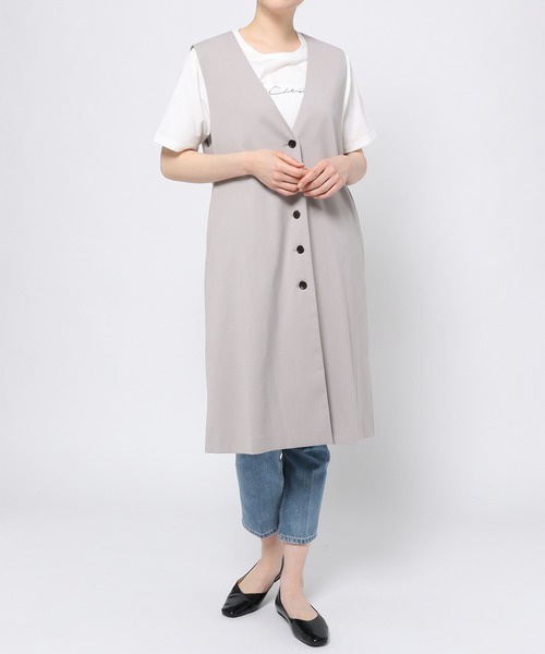 GLOBAL WORK（グローバルワーク）の「Vネックロングジレ/938467（ダッフルコート・レディース・アイボリー/ダークブルー・FREE）」の10枚目の写真