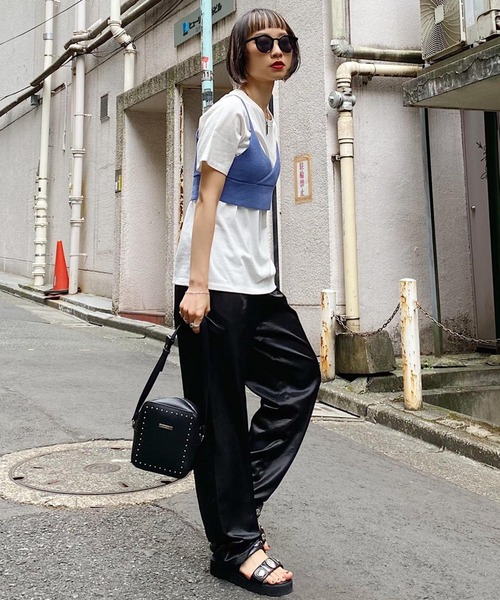 PAGEBOY（ページボーイ）の「ビスチェTシャツセット（Tシャツ/カットソー・レディース・ブラック/ホワイト×ブルー/ホワイト×ブラック・FREE）」の9枚目の写真