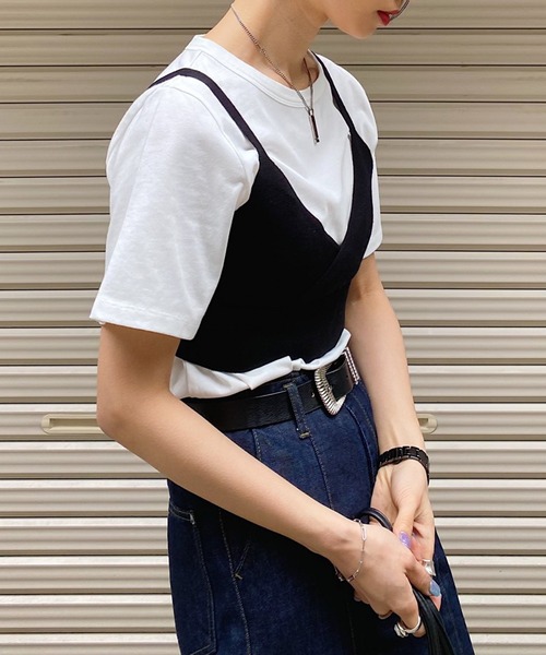 PAGEBOY（ページボーイ）の「ビスチェTシャツセット（Tシャツ/カットソー・レディース・ブラック/ホワイト×ブルー/ホワイト×ブラック・FREE）」の17枚目の写真